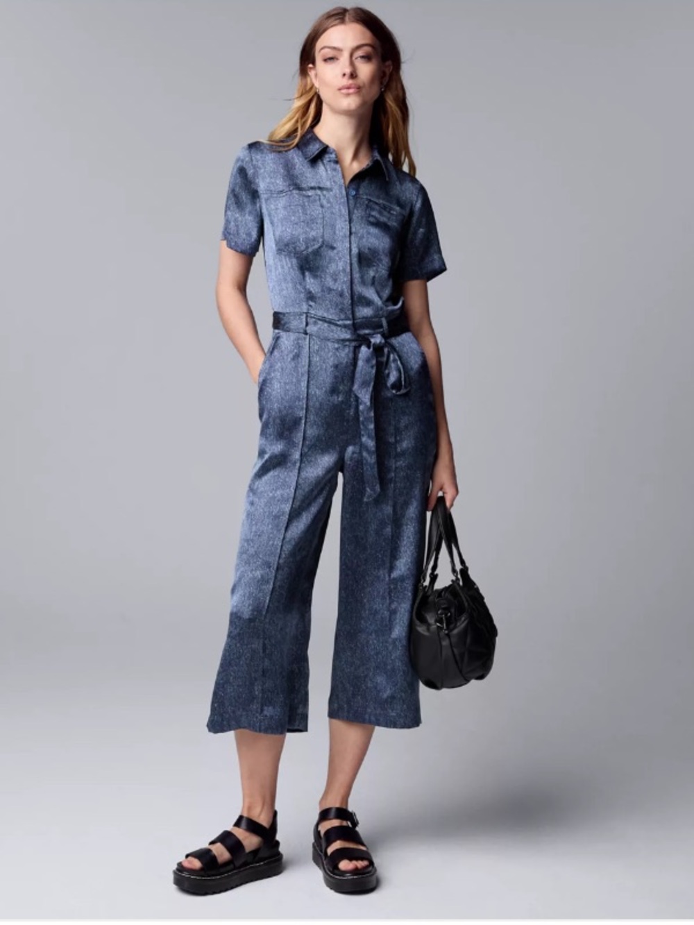 NWT!! Simply Vera Vera Wang Satin Denim Jumpsuit